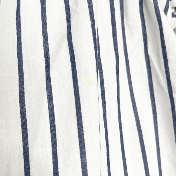 Striped Off The Shoulder Ruffle Bell Sleeve Blouse White Navy Womens Size Small - Picture 8 of 10